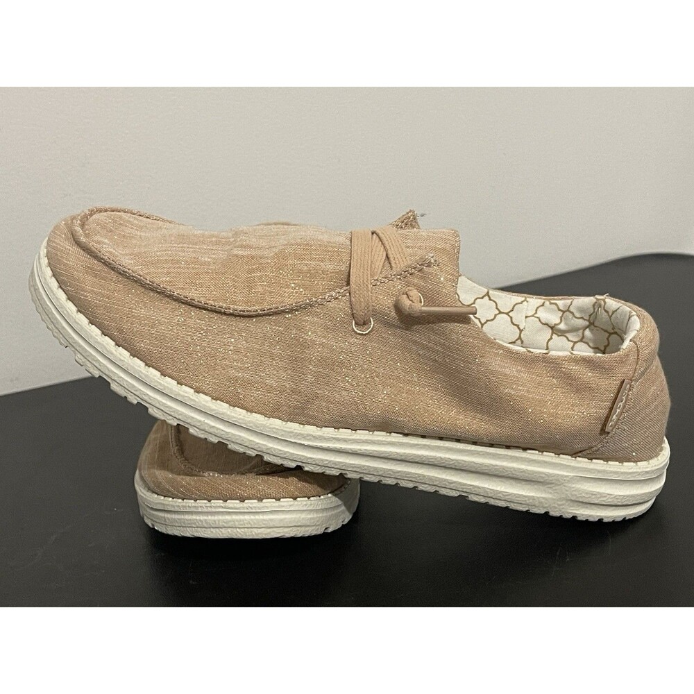 Hey Dude Women’s Wendy Sparkling Rose Gold Shoes Size 10